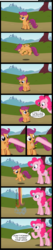 Size: 1000x4713 | Tagged: safe, artist:kingtoby19, pinkie pie, scootaloo, earth pony, pegasus, pony, g4, buzzing wings, comic, cutie mark, duo, duo female, female, filly, foal, helping, high res, mare, pinkie being pinkie, scootaloo can fly, tail pull, the cmc's cutie marks, wings