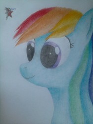 Size: 576x768 | Tagged: safe, artist:ponystarpony, rainbow dash, pony, g4, bust, female, portrait, solo, traditional art