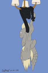 Size: 2000x3000 | Tagged: safe, artist:drafthoof, derpy hooves, pegasus, pony, g4, clothes, female, high res, lamp, lineart, mare, solo, stuck, underhoof