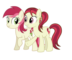 Size: 1656x1368 | Tagged: safe, artist:thecheeseburger, rose heart, roseluck, equestria girls, g4, duo, equestria girls ponified, ponified, similarities, simple background, transparent background