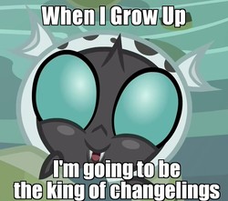 Size: 830x735 | Tagged: safe, edit, edited screencap, screencap, thorax, changedling, changeling, changeling larva, g4, the times they are a changeling, to where and back again, caption, cropped, cute, cuteling, image macro, king thorax, looking at you, male, meme, smiling, solo, thorabetes, younger