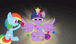 Size: 1520x880 | Tagged: safe, artist:n0nnny, rainbow dash, twilight sparkle, alicorn, pony, g4, 2017, :o, :t, adorkable, animated, behaving like a cat, being a christmas tree, blushing, boop, cheek kiss, christmas, cute, dashabetes, dork, female, festival, frame by frame, frown, gif, heart, holiday, kissing, lesbian, lidded eyes, open mouth, puffy cheeks, ship:twidash, shipping, sitting, spread wings, twiabetes, twilight sparkle (alicorn), twilight sparkle is not amused, unamused, wide eyes