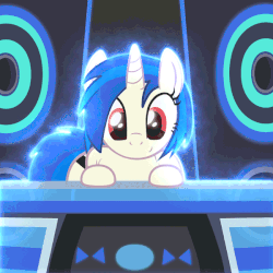 Size: 600x600 | Tagged: safe, artist:ribiruby, dj pon-3, vinyl scratch, pony, unicorn, g4, adorasexy, animated, bent over, both cutie marks, butt, butt shake, cute, female, front view butt, gif, glowing, mare, missing accessory, plot, sexy, show accurate, solo, stupid sexy vinyl, sway, thick, turntable, vinyl ass, vinylbetes, wide hips, wrong eye color