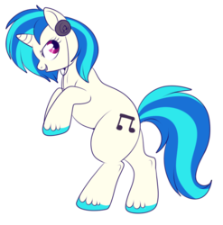 Size: 650x658 | Tagged: safe, artist:lulubell, dj pon-3, vinyl scratch, pony, g4, bipedal, female, headphones, rearing, simple background, solo, transparent background, unshorn fetlocks