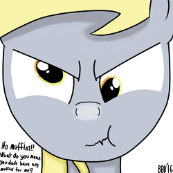 Size: 2000x2000 | Tagged: safe, artist:bigbullybiggs, derpy hooves, pegasus, pony, g4, against glass, angry, dialogue, female, glass, high res, mare, scrunchy face, solo, squish