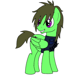 Size: 1000x1000 | Tagged: safe, artist:toyminator900, oc, oc only, pegasus, pony, body armor, simple background, smiling, solo, transparent background