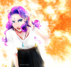 Size: 800x757 | Tagged: safe, artist:randyleighd, rarity, human, g4, clothes, female, humanized, jewelry, necklace, shirt, skirt, solo