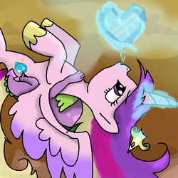 Size: 699x700 | Tagged: safe, artist:sanddy273, princess cadance, spike, g4, the crystal empire, crystal heart, scene interpretation