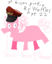 Size: 958x1170 | Tagged: safe, artist:waffles, pinkie pie, g4, 1000 hours in ms paint, female, hat, m. bison, ms paint, shitposting, simple background, solo, style emulation, white background, yes yes yes