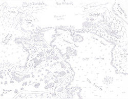 Size: 6584x5090 | Tagged: safe, artist:spiritdutch, absurd resolution, canterlot, cloudsdale, equestria, everfree forest, fanfic, fanfic art, map, map of equestria, original location, pencil drawing, ponyville, traditional art, unicorn range, whitetail woods