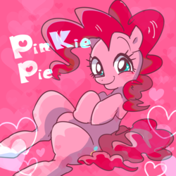 Size: 4500x4500 | Tagged: source needed, safe, artist:osawari64, pinkie pie, earth pony, pony, g4, absurd resolution, blushing, cute, diapinkes, female, heart, heart eyes, hooves to the chest, looking at you, mare, pink background, simple background, smiling, solo, wingding eyes