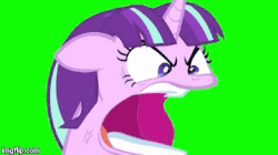 Size: 360x202 | Tagged: safe, starlight glimmer, g4, animated, crossover, female, gif, green screen, looped, nom, pac-man, quiet, ragelight glimmer, solo, wat