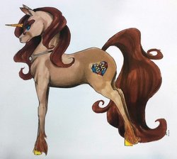 Size: 1024x917 | Tagged: safe, artist:oneiria-fylakas, oc, oc only, horse, pony, unicorn, female, mare, realistic, solo, traditional art