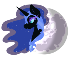 Size: 2203x1861 | Tagged: safe, artist:cyanreef, nightmare moon, alicorn, pony, g4, armor, bust, female, horn, lineless, mare, moon, portrait, simple background, solo, transparent background
