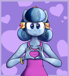 Size: 800x875 | Tagged: safe, artist:whatsapokemon, oc, oc only, oc:heart song, crystal pony, anthro, anthro oc, bracelet, breasts, clothes, delicious flat chest, female, filly, heart, heart eyes, jewelry, smiling, solo, wingding eyes