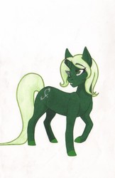 Size: 956x1476 | Tagged: safe, artist:tazzy-girl, oc, oc only, oc:under gloom, pony, unicorn, broken horn, female, horn, mare, solo, traditional art, watermark