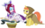 Size: 4832x3123 | Tagged: safe, artist:ironm17, cayenne, citrus blush, clover the clever, princess platinum, pony, unicorn, g4, hearth's warming eve (episode), my little pony: friendship is magic, bucket, cape, clothes, crown, eyes closed, jewelry, regalia, simple background, transparent background, vector