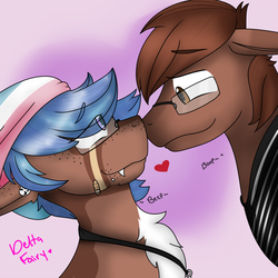 Size: 1080x1080 | Tagged: safe, artist:deltafairy, oc, oc only, bat pony, donkey, pony, bust, couple, female, male, mare, portrait, shipping