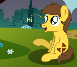 Size: 1500x1300 | Tagged: safe, artist:peternators, oc, oc only, oc:solomo, earth pony, pony, colt, hi, male, solo, text