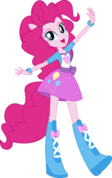 Size: 9076x14362 | Tagged: safe, artist:sugar-loop, pinkie pie, equestria girls, g4, .ai available, .svg available, absurd resolution, alternative cutie mark placement, balloon, boots, box art, bracelet, clothes, doll, eqg promo pose set, equestria girls plus, facial cutie mark, female, high heel boots, jewelry, open mouth, ponied up, ponytail, simple background, skirt, solo, transparent background, vector