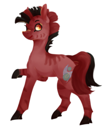 Size: 1253x1515 | Tagged: safe, artist:marshmellowcannibal, oc, oc only, oc:mallac, pony, zony, red and black oc, simple background, solo, transparent background