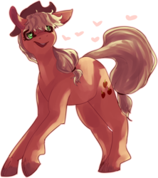 Size: 1143x1286 | Tagged: safe, artist:marshmellowcannibal, applejack, earth pony, pony, g4, female, heart, simple background, solo, transparent background, wingding eyes