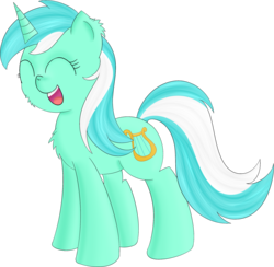 Size: 2216x2160 | Tagged: safe, artist:brok-enwings, lyra heartstrings, pony, g4, chest fluff, ear fluff, eyes closed, female, happy, high res, open mouth, simple background, solo, transparent background