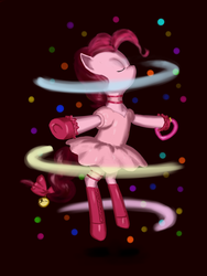 Size: 2400x3200 | Tagged: safe, artist:lemon-bitter-twist, pinkie pie, earth pony, pony, g4, apotheosis, ascension, bipedal, boots, clothes, costume, dress, eyes closed, high res, magic, newbie artist training grounds, paraskirt, parody, skirt, solo, tokyo mew mew, transformation, transforming
