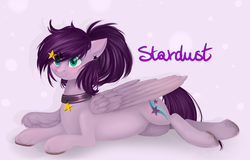Size: 2303x1478 | Tagged: safe, artist:purplecrazy-draw, oc, oc only, oc:stardust, pegasus, pony, collar, solo