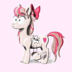 Size: 1600x1600 | Tagged: safe, artist:darkdabula, angel wings, pegasus, pony, g4, top bolt, :t, bow, female, frown, hair bow, mare, modular, puffy cheeks, simple background, solo, wavy mouth, wide eyes, wings