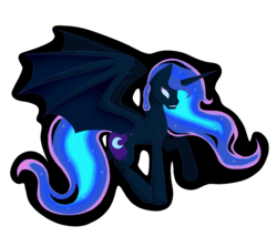 Size: 1928x1719 | Tagged: safe, artist:twigpony, nightmare moon, pony, g4, bat wings, female, glowing eyes, missing accessory, simple background, solo, transparent background