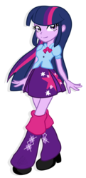 Size: 448x928 | Tagged: safe, artist:embercl, twilight sparkle, equestria girls, g4, boots, clothes, female, high heel boots, looking at you, simple background, skirt, solo, transparent background