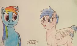 Size: 960x585 | Tagged: safe, artist:rapidsnap, firefly, rainbow dash, pegasus, pony, comic:dash academy, g4, traditional art