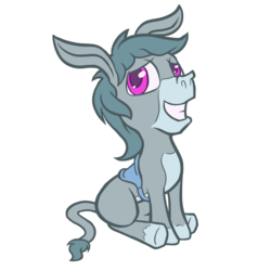 Size: 1536x1536 | Tagged: safe, artist:exedrus, derpibooru exclusive, oc, oc only, donkey, 2017 community collab, derpibooru community collaboration, colt, looking at you, male, pose, saddle, simple background, sitting, smiling, solo, tack, transparent background