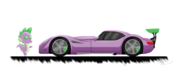 Size: 2652x988 | Tagged: safe, artist:oinktweetstudios, spike, g4, car, dragon motor cars, dragon roadster, male, pointy ponies, simple background, solo, supercar, white background
