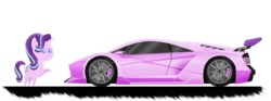 Size: 2652x988 | Tagged: safe, artist:oinktweetstudios, starlight glimmer, pony, g4, car, female, grand theft auto, gta v, hypercar, pegassi zentorno, pointy ponies, simple background, solo, supercar, white background