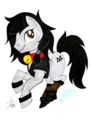 Size: 2436x3347 | Tagged: safe, artist:kanthara, oc, oc only, oc:double m, earth pony, pony, 2018 community collab, derpibooru community collaboration, bell, bell collar, boots, clothes, collar, crossdressing, earth pony oc, eyelashes, femboy, hair bangs, hair beads, high res, male, pony oc, pose, simple background, solo, stallion, stallion oc, traditional art, transparent background, vest