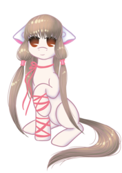 Size: 1280x1811 | Tagged: safe, artist:chimajra, earth pony, pony, chi (chobits), chii, chobits, crossover, female, mare, ponified, simple background, sitting, solo, transparent background