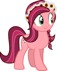 Size: 972x1209 | Tagged: safe, artist:rustle-rose, gloriosa daisy, earth pony, pony, equestria girls, g4, my little pony equestria girls: legend of everfree, braid, cute, daisybetes, earth pony gloriosa daisy, equestria girls ponified, female, floral head wreath, flower, mare, ponified, simple background, smiling, solo, transparent background, vector
