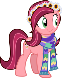 Size: 972x1209 | Tagged: safe, artist:rustle-rose, gloriosa daisy, earth pony, pony, equestria girls, g4, my little pony equestria girls: legend of everfree, clothes, cute, daisybetes, earth pony gloriosa daisy, equestria girls ponified, female, floral head wreath, flower, flower in hair, mare, ponified, scarf, simple background, solo, transparent background, vector