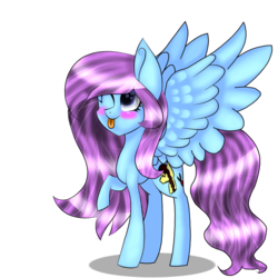 Size: 1024x1024 | Tagged: safe, artist:randomartist1324, oc, oc only, pegasus, pony, raised hoof, simple background, solo, tongue out, transparent background