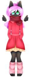 Size: 1024x2506 | Tagged: safe, artist:itsizzybel, oc, oc only, oc:cream cloud, anthro, unguligrade anthro, anthro oc, clothes, female, floating wings, scarf, simple background, solo, transparent background