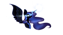 Size: 1920x1080 | Tagged: safe, artist:emiliaomena, nightmare moon, pony, g4, female, glowing eyes, glowing horn, horn, magic, simple background, solo, transparent background
