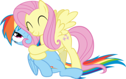 Size: 6000x3732 | Tagged: safe, artist:slb94, fluttershy, rainbow dash, pegasus, pony, g4, ^^, cuddling, cute, eyes closed, female, frown, hug, lesbian, mare, ship:flutterdash, shipping, simple background, smiling, snuggling, transparent background