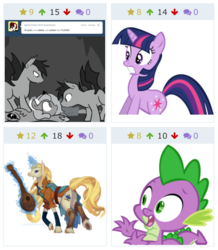 Size: 599x687 | Tagged: safe, spike, twilight sparkle, oc, derpibooru, g4, juxtaposition, juxtaposition win, meme, meta