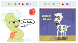 Size: 603x335 | Tagged: safe, granny smith, derpibooru, g4, achmed the dead terrorist, juxtaposition, juxtaposition win, meme, meta