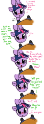 Size: 4381x12339 | Tagged: safe, artist:rainysunshine, twilight sparkle, oc, oc:anon, alicorn, pony, g4, absurd resolution, adorkable, book, clothes, cold, comic, cute, dork, hnnng, looking at you, looking up, nostrils, red nosed, shoes, sick, simple background, sniffling, that pony sure does love books, twiabetes, twilight sparkle (alicorn), weapons-grade cute, wuv, wuv u