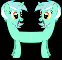 Size: 1056x1024 | Tagged: safe, lyra heartstrings, pony, g4, black background, female, multiple heads, simple background, solo, two heads, wat