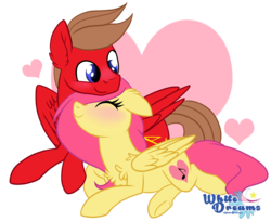 Size: 2467x2014 | Tagged: oc name needed, safe, artist:xwhitedreamsx, oc, oc only, pegasus, pony, blushing, cuddling, cute, duo, heart, high res, male, not fluttershy, ocbetes, simple background, snuggling, straight, transparent background