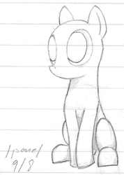 Size: 998x1398 | Tagged: safe, artist:swegmeiser, oc, oc only, pony, bald, grayscale, lined paper, monochrome, sitting, solo, staring into your soul, traditional art
